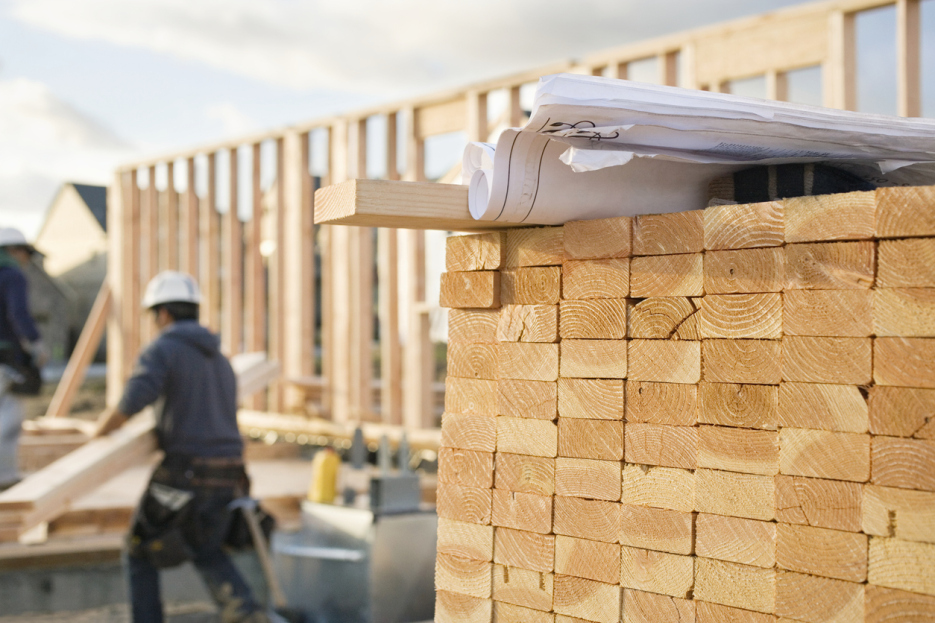 Blueprints on Lumbar in a Construction Site